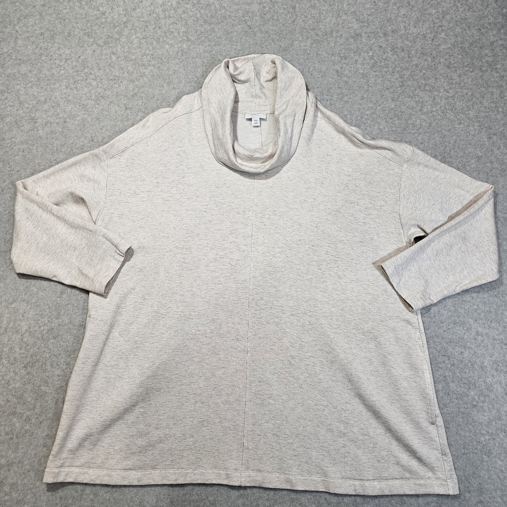 J. Jill Pure Jill Womens Pullover Cowl Neck Tunic Sweater Size 2X Gray Pockets
